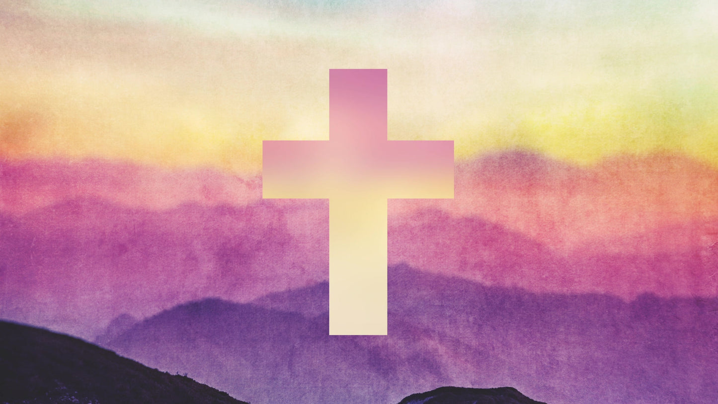 Watercolor Cross Mountains