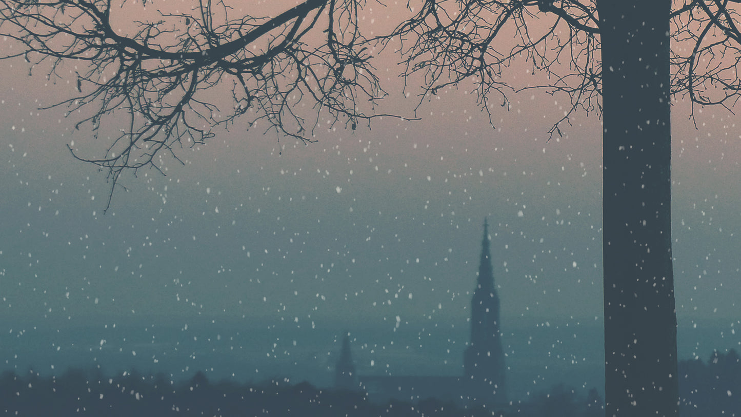 Christmas Ribbon Steeple Snow