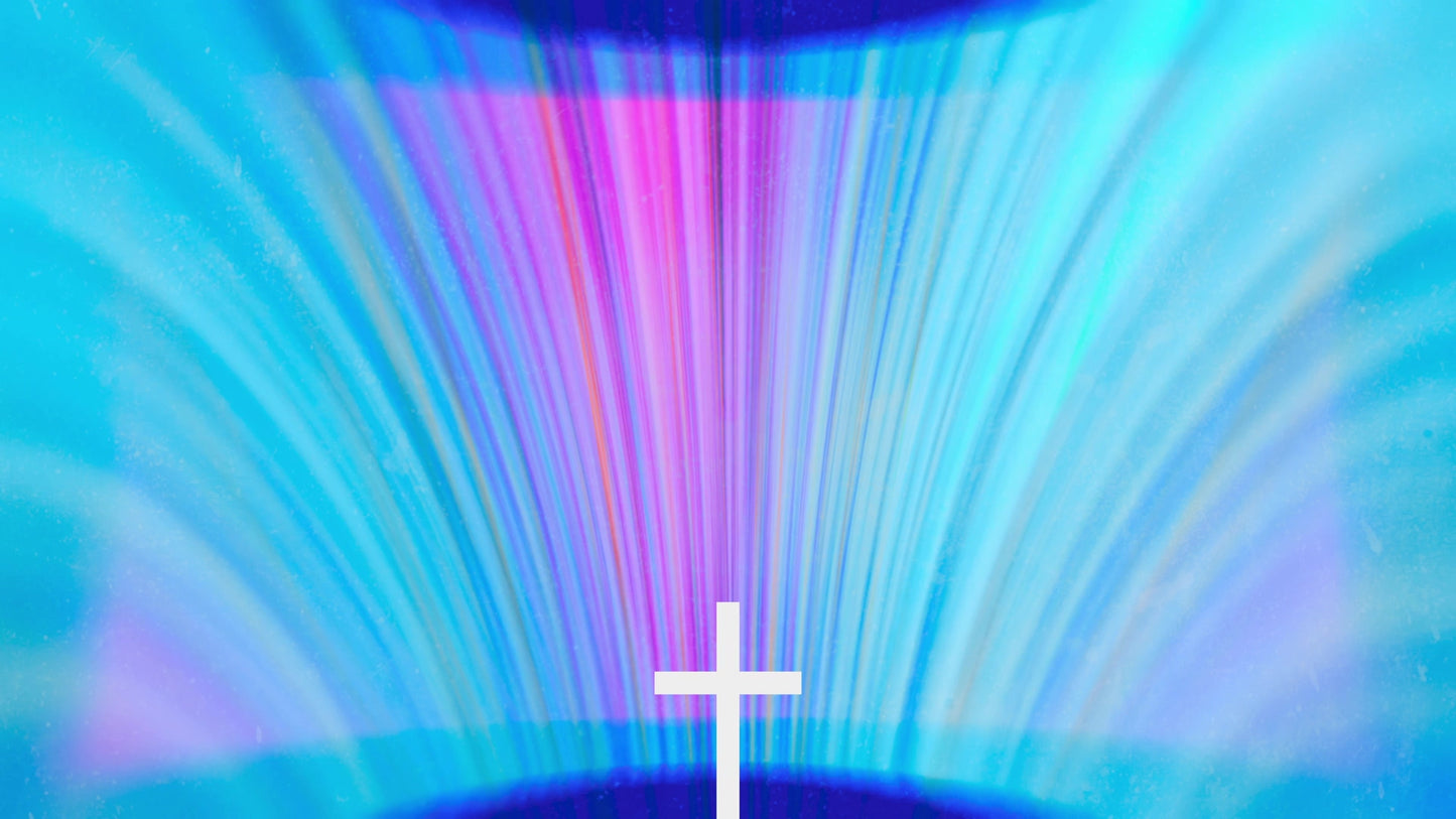 Chromatic Light Blue Burst Cross