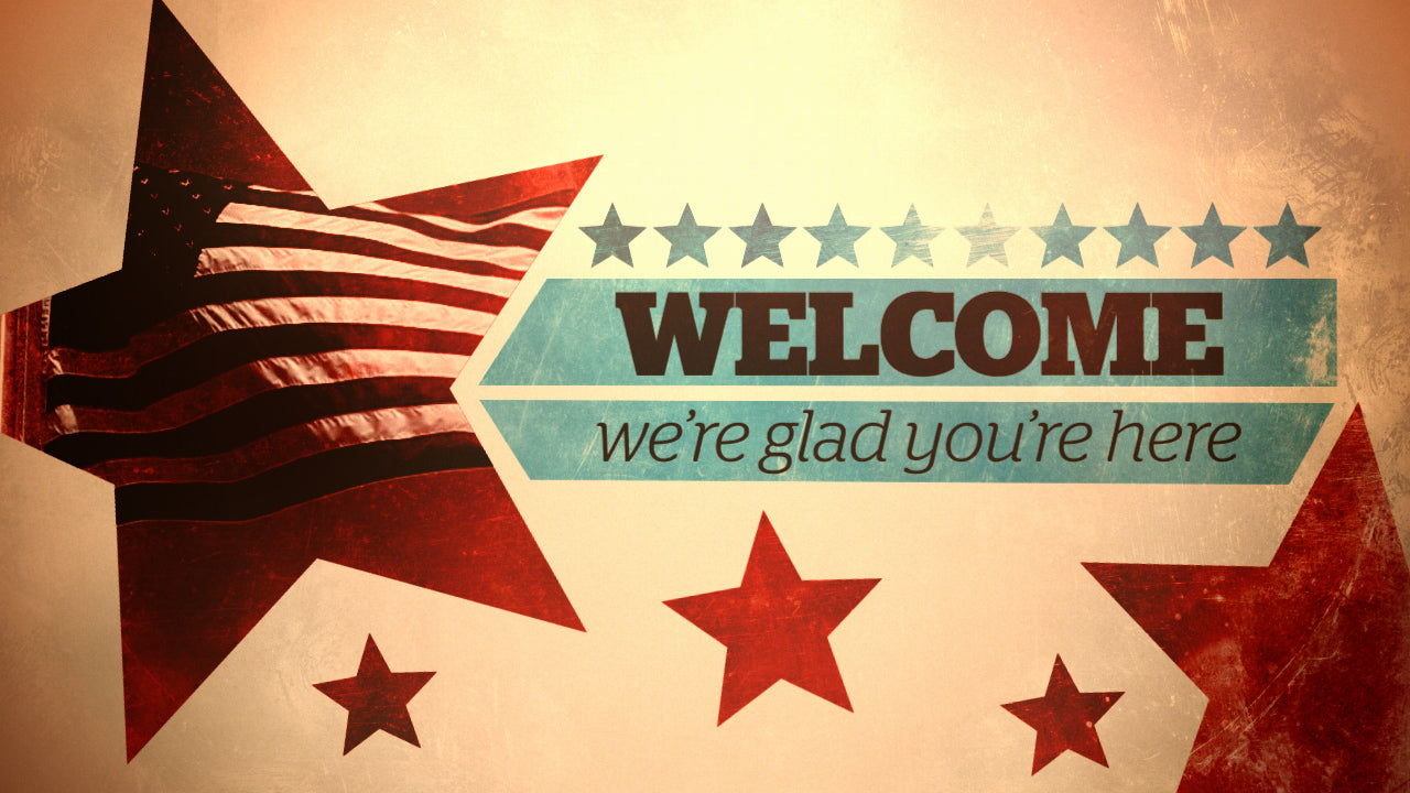 Flag and Stars Welcome Still