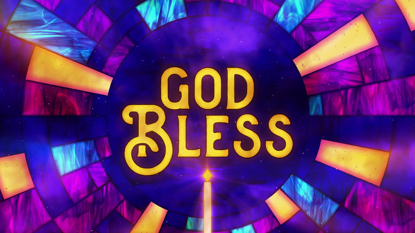 Stained Glass Christmas God Bless
