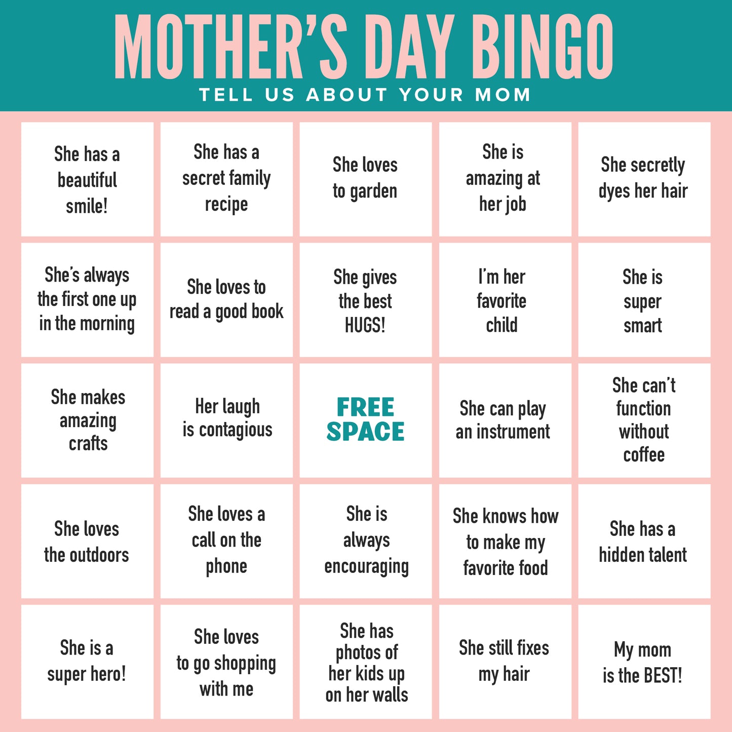 Mother's Day Bingo 2